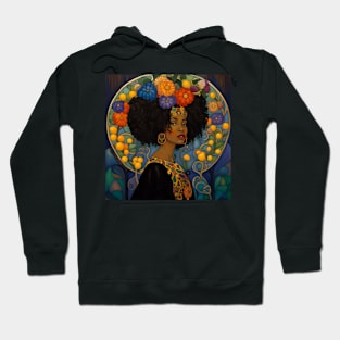 Women's Art Nouveau Black Woman and flowers Tee Hoodie